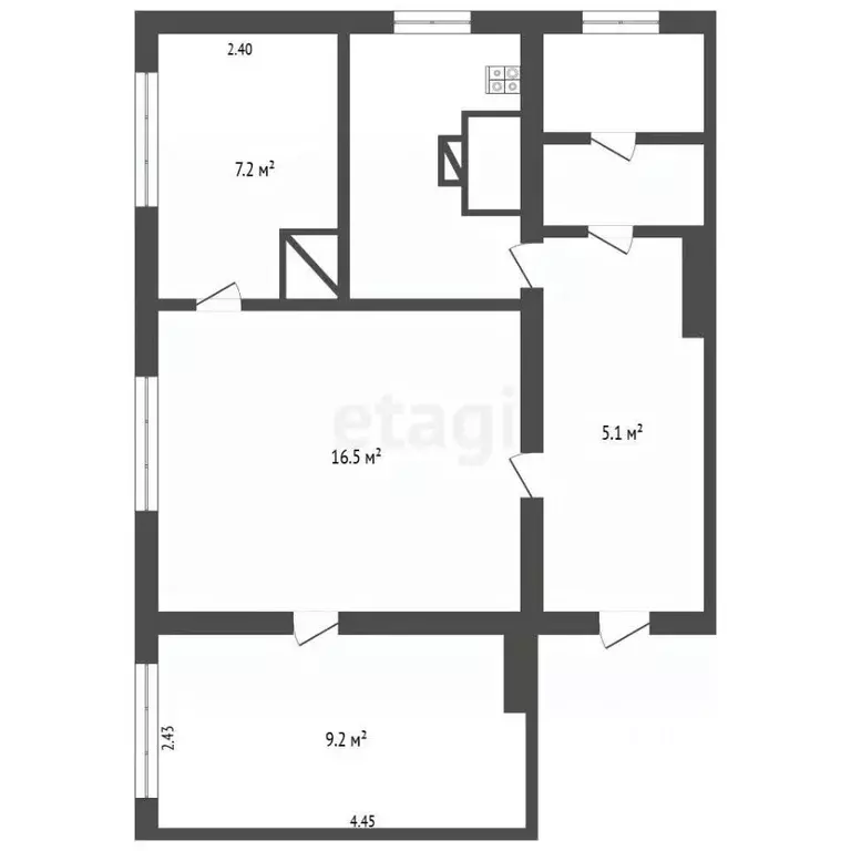 2-к кв. Вологодская область, Кириллов Пролетарская ул., 15А (46.4 м) - Фото 2