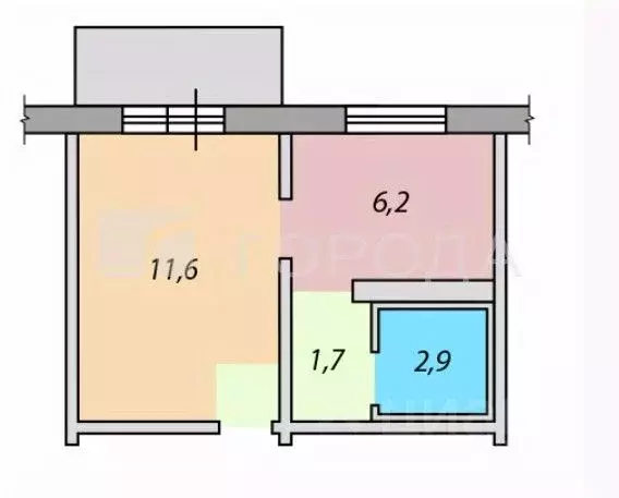 1-к кв. Кемеровская область, Новокузнецк ул. Рокоссовского, 16В (22.0 ... - Фото 2