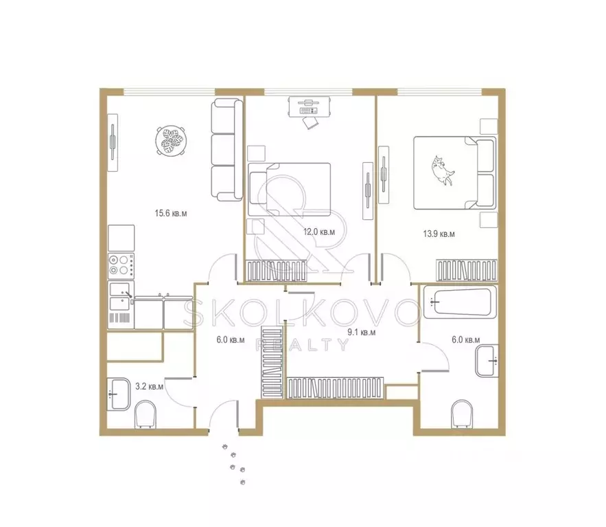 3-к кв. Москва Шелепихинская наб., 34к5 (66.0 м) - Фото 1