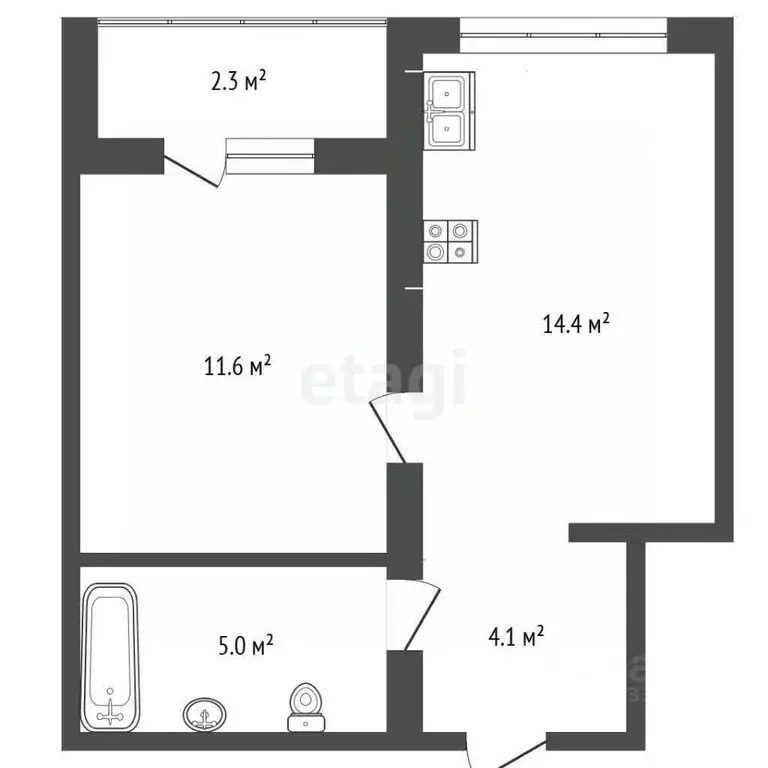 1-к кв. Тюменская область, Тюмень ул. Ильи Кургузова, 2 (35.1 м) - Фото 2
