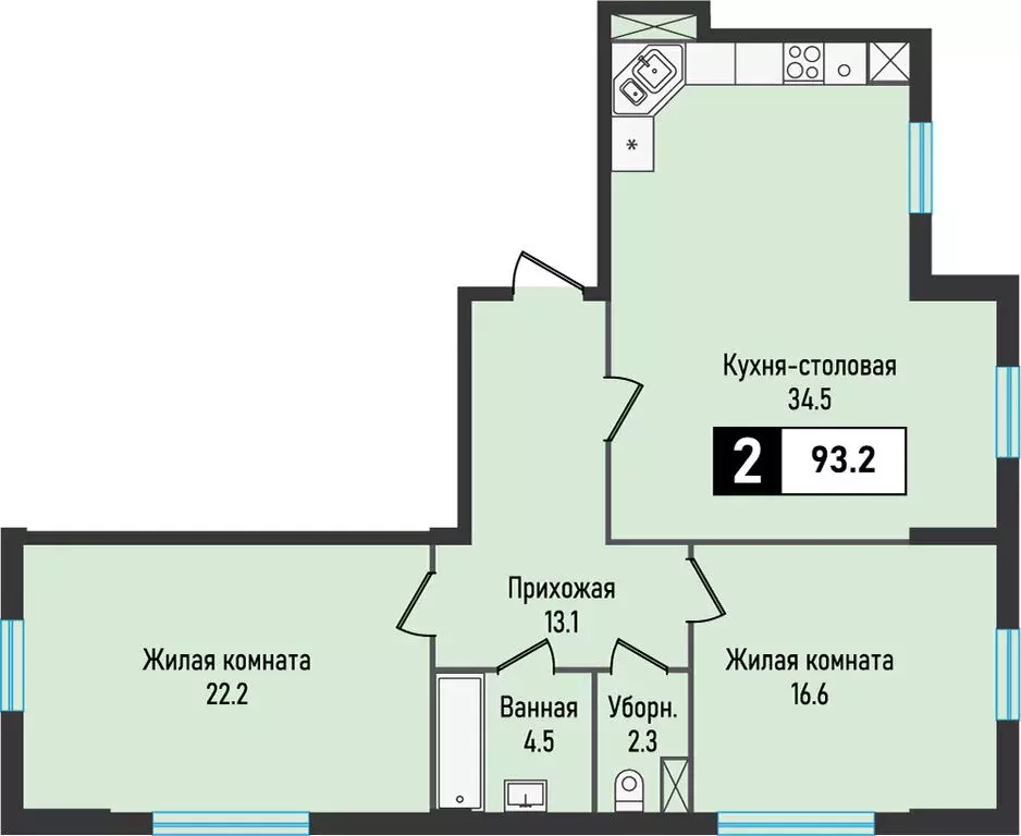 2-комнатная квартира: посёлок Иноземцево, улица Рядового Панченко, ... - Фото 0