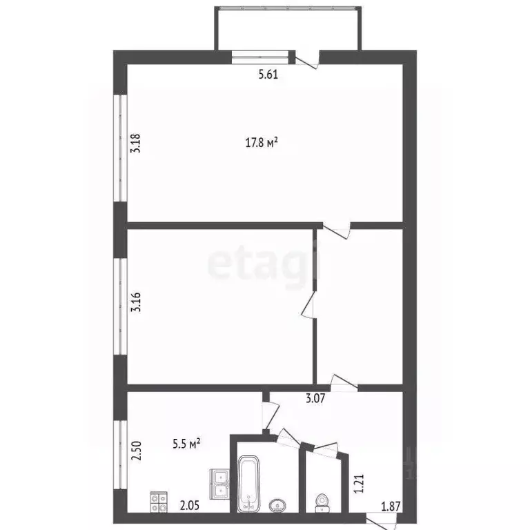 2-к кв. Санкт-Петербург просп. Космонавтов, 52К1 (49.1 м) - Фото 1