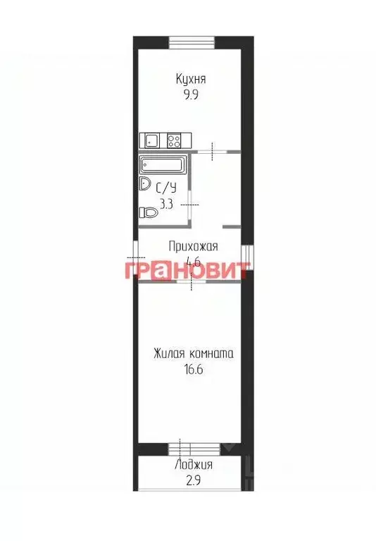 1-к кв. Новосибирская область, Новосибирск Рубежная ул., 16 (38.0 м) - Фото 1