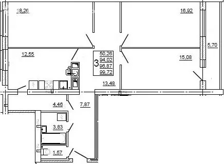3-комнатная квартира: Смоленск, улица Крупской, 54Б (100 м) - Фото 1