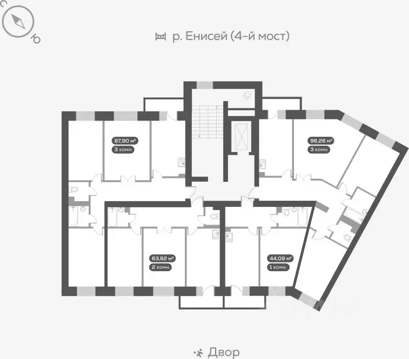 3-к кв. Красноярский край, Красноярск ул. Академгородок, 80 (97.1 м) - Фото 1