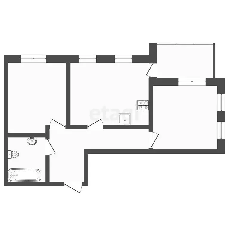 2-комнатная квартира: Тюмень, улица Сергея Свиридова, 11 (52.9 м) - Фото 1
