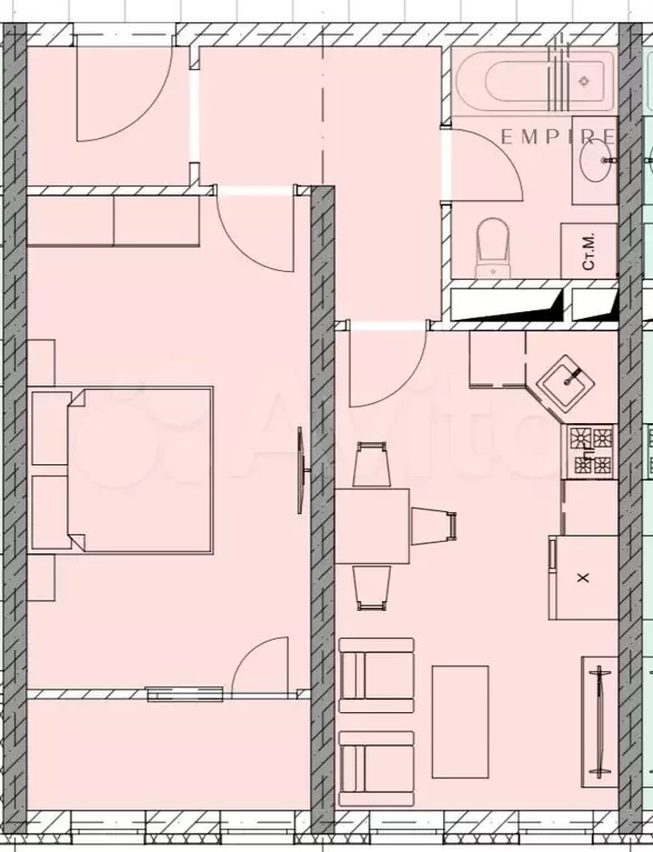 1-к. квартира, 49,4 м, 10/20 эт. - Фото 0