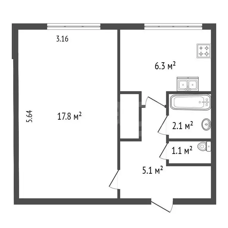 1-комнатная квартира: Санкт-Петербург, улица Есенина, 14к2 (32.4 м) - Фото 1