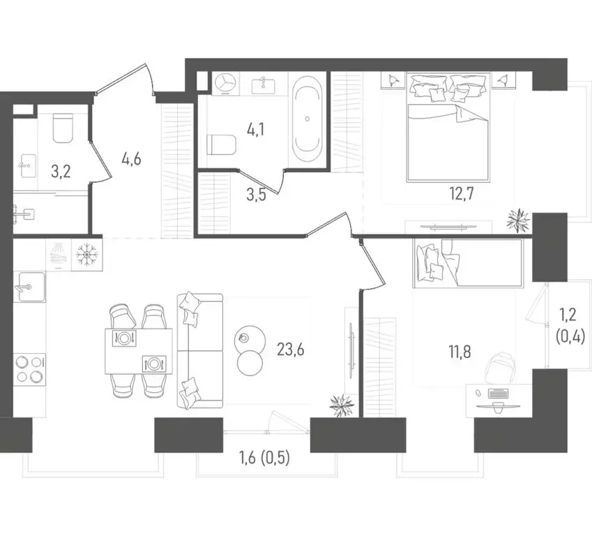 2-комнатная квартира: Москва, ЖК Обручева 27 (64.4 м) - Фото 2