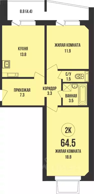 2-к кв. Новосибирская область, Новосибирск Родники мкр, Династия жилой ... - Фото 1