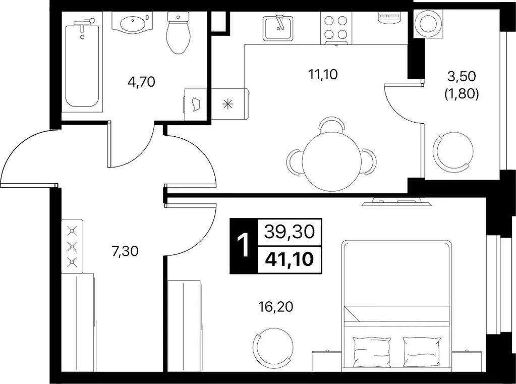 1-к кв. Ростовская область, Ростов-на-Дону бул. Авиаторов (41.1 м) - Фото 1
