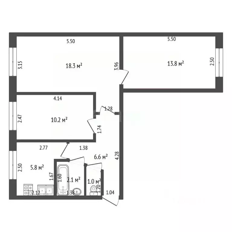 3-к кв. Татарстан, Чистополь ул. Мира, 24 (57.8 м) - Фото 2