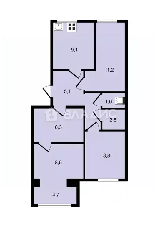 4-к кв. Вологодская область, Вологда Долгий пер., 8 (60.0 м) - Фото 0