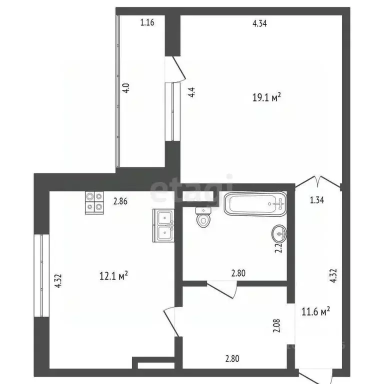 1-к кв. Ханты-Мансийский АО, Нягань 7-й мкр, 3 (52.7 м) - Фото 2