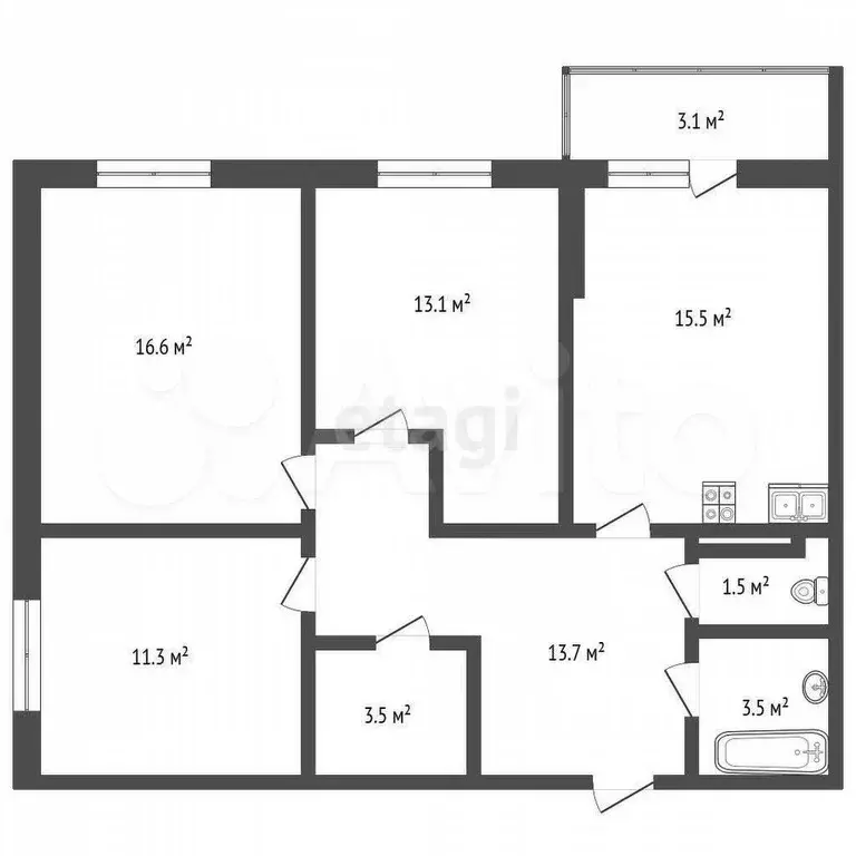 3-к. квартира, 80 м, 11/16 эт. - Фото 0