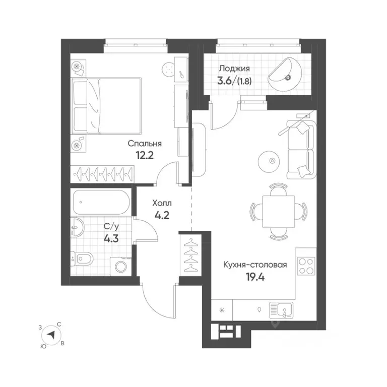 1-к кв. Свердловская область, Екатеринбург Солнечный жилрайон,  (41.9 ... - Фото 1