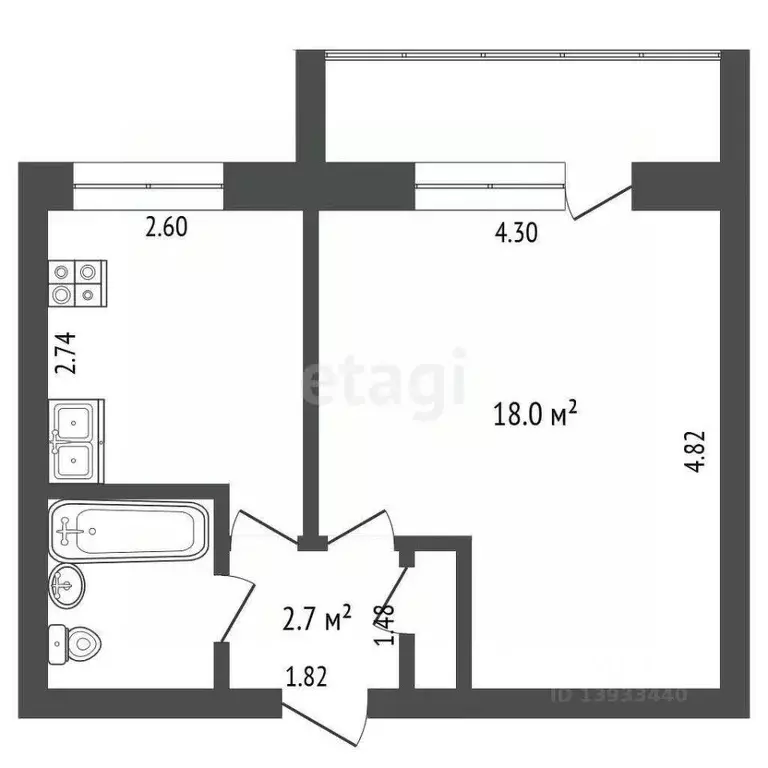 1-к кв. Тюменская область, Тюмень Шаимский проезд, 8 (32.4 м) - Фото 2