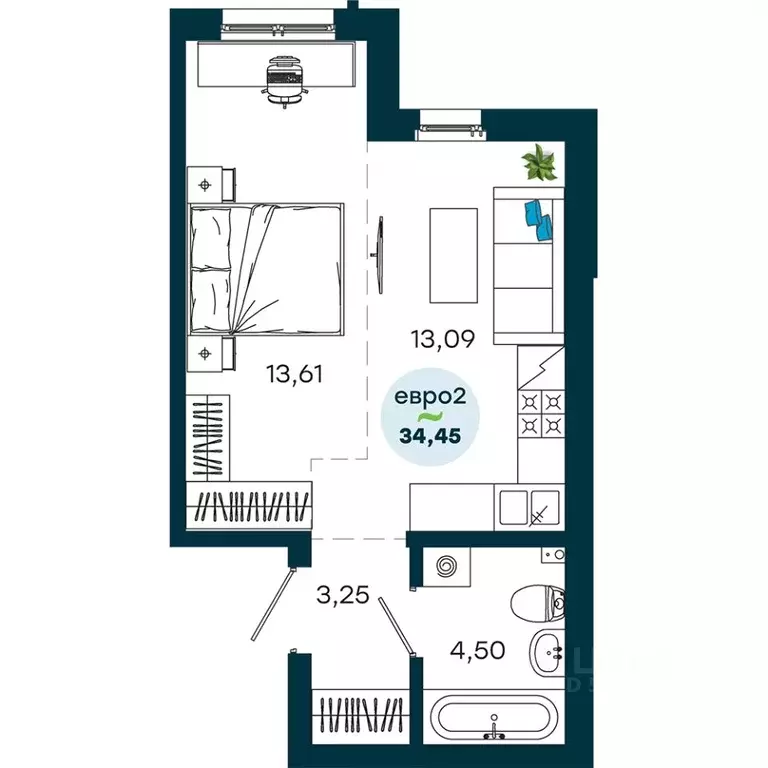 1-к кв. Иркутская область, Иркутск ул. Безбокова, 7А (34.45 м) - Фото 1
