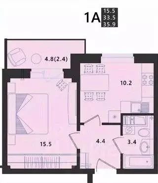 1-к кв. Псковская область, Псковский район, Завеличенская волость, д. ... - Фото 1