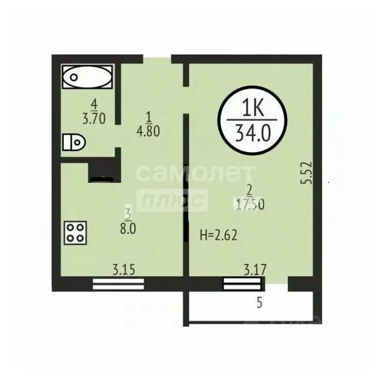 1-к кв. Ямало-Ненецкий АО, Ноябрьск ул. Цоя, 5В (35.0 м) - Фото 2