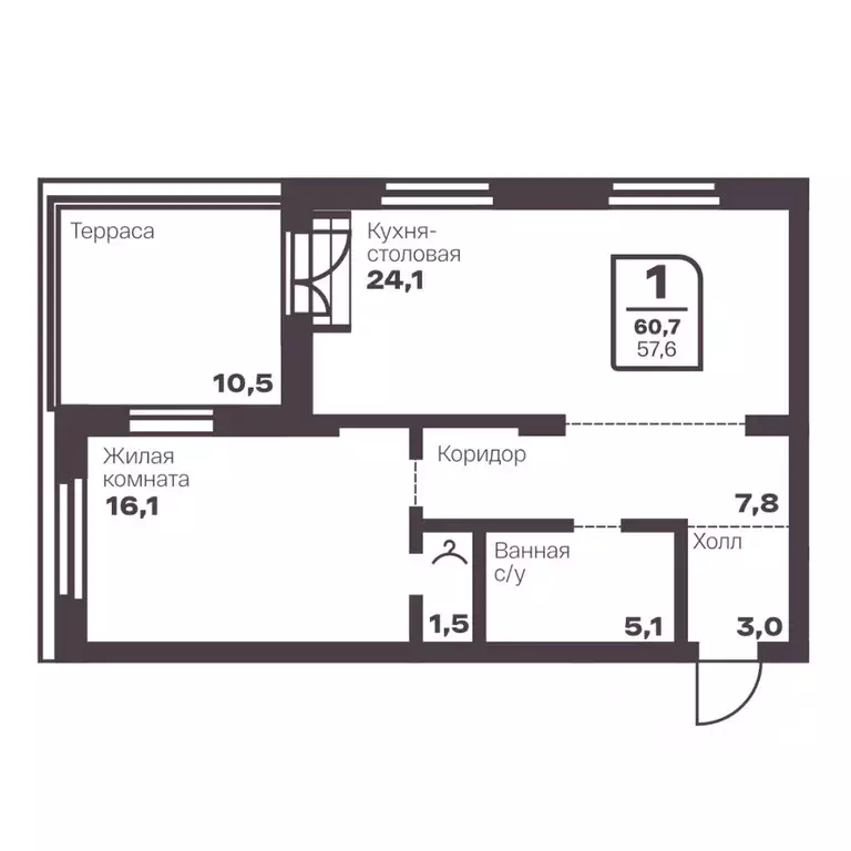 1-к кв. Челябинская область, Магнитогорск ул. Притяжения (57.6 м) - Фото 1