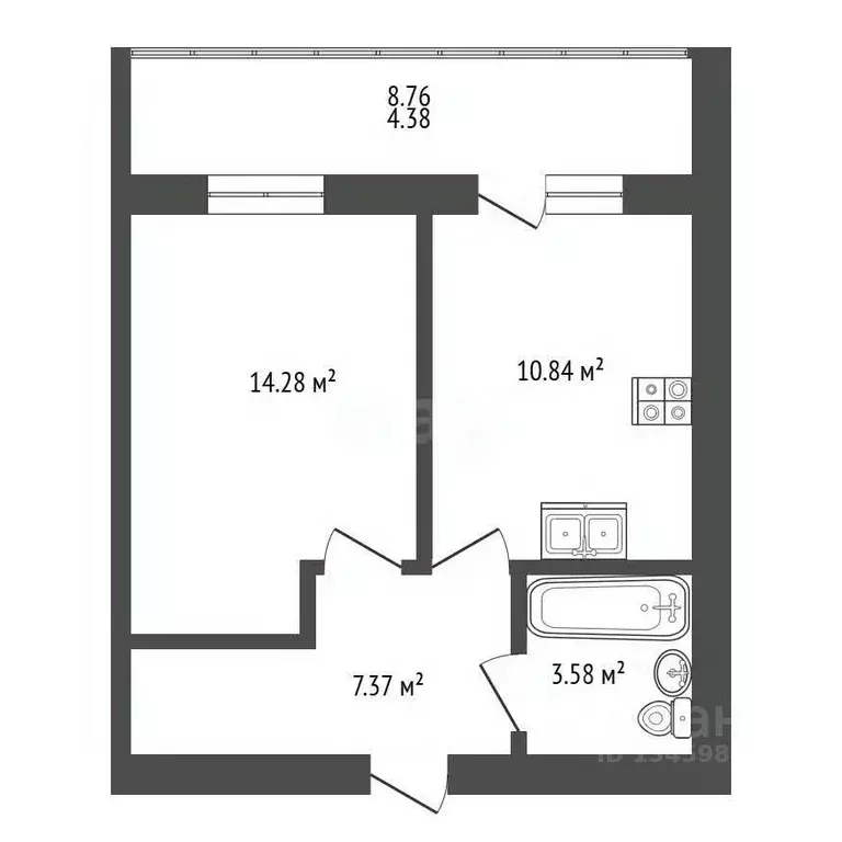 1-к кв. Марий Эл, Йошкар-Ола Пролетарская ул., 31 (44.83 м) - Фото 2