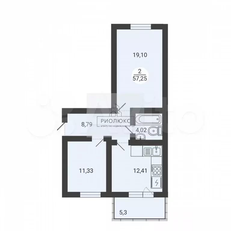 2-к. квартира, 57 м, 2/3 эт. - Фото 0