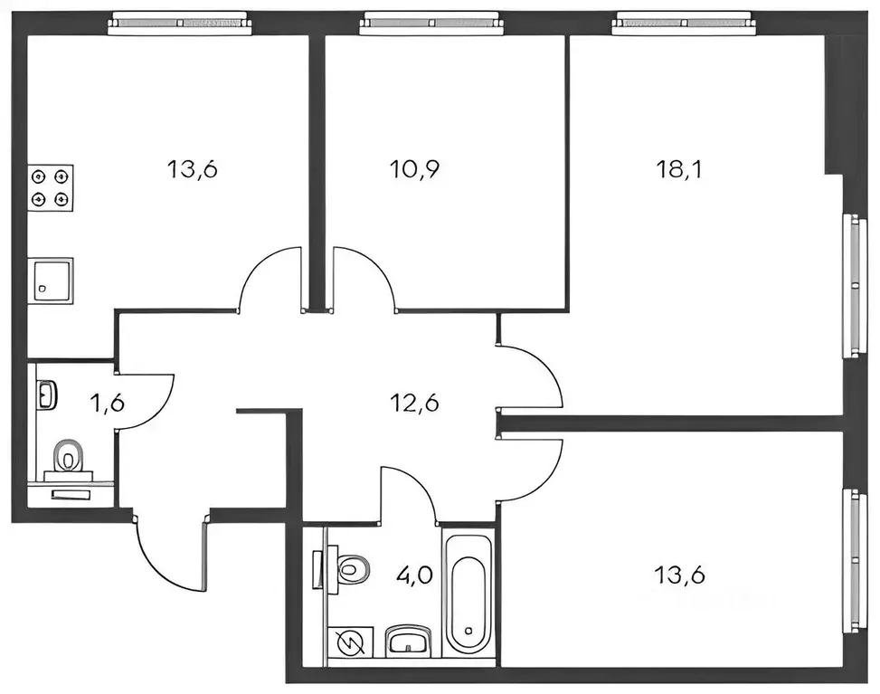 3-к кв. Москва Большая Филевская ул., 3к3 (73.0 м) - Фото 2