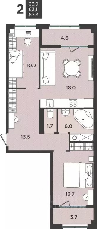 2-к кв. Архангельская область, Северодвинск  (67.3 м) - Фото 0