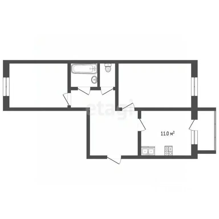 2-к кв. Костромская область, Кострома Костромская ул., 84 (52.7 м) - Фото 2