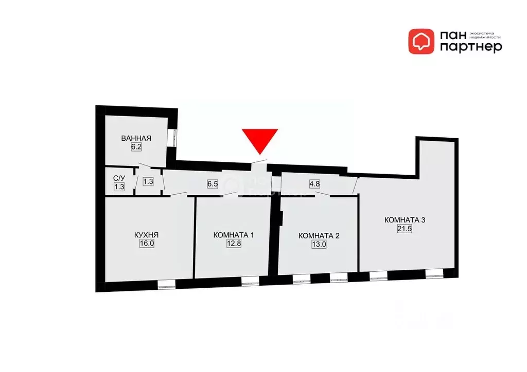 3-к кв. Санкт-Петербург ул. Пестеля, 25 (83.4 м) - Фото 2