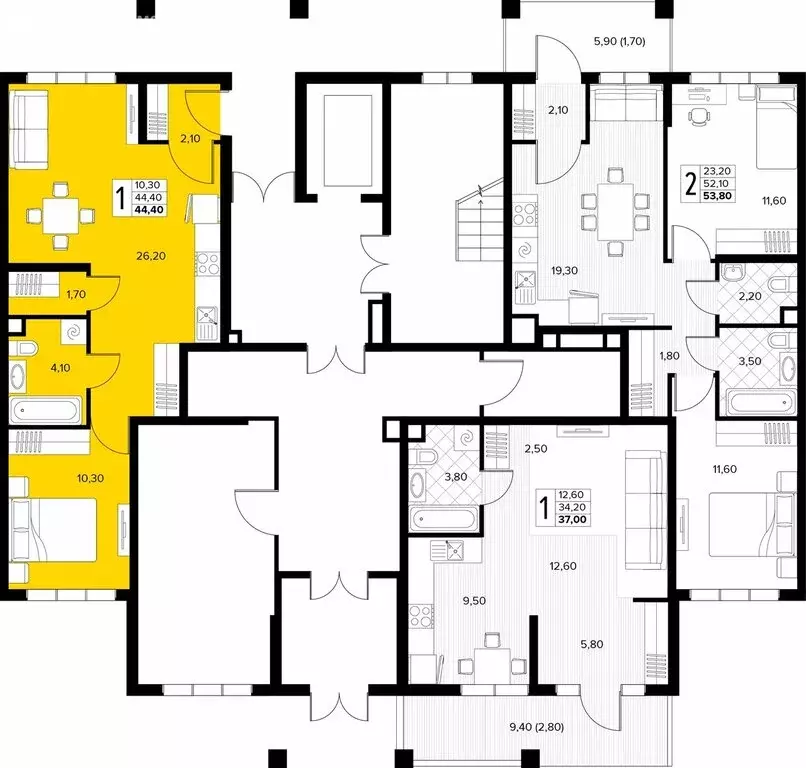 1-комнатная квартира: Сукко, жилой комплекс Кипарис (44.4 м) - Фото 2
