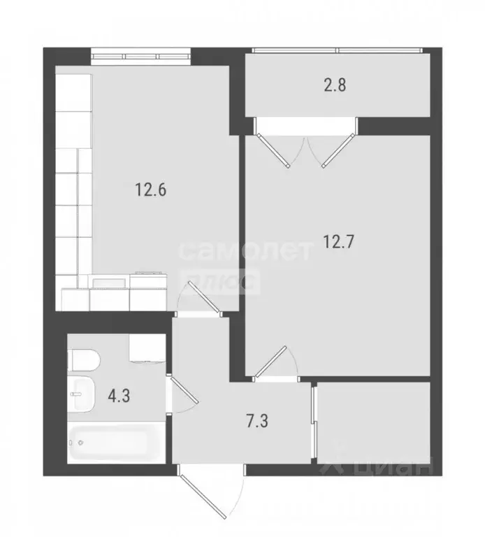 1-к кв. Самарская область, Самара Южное ш., 11 (39.0 м) - Фото 1