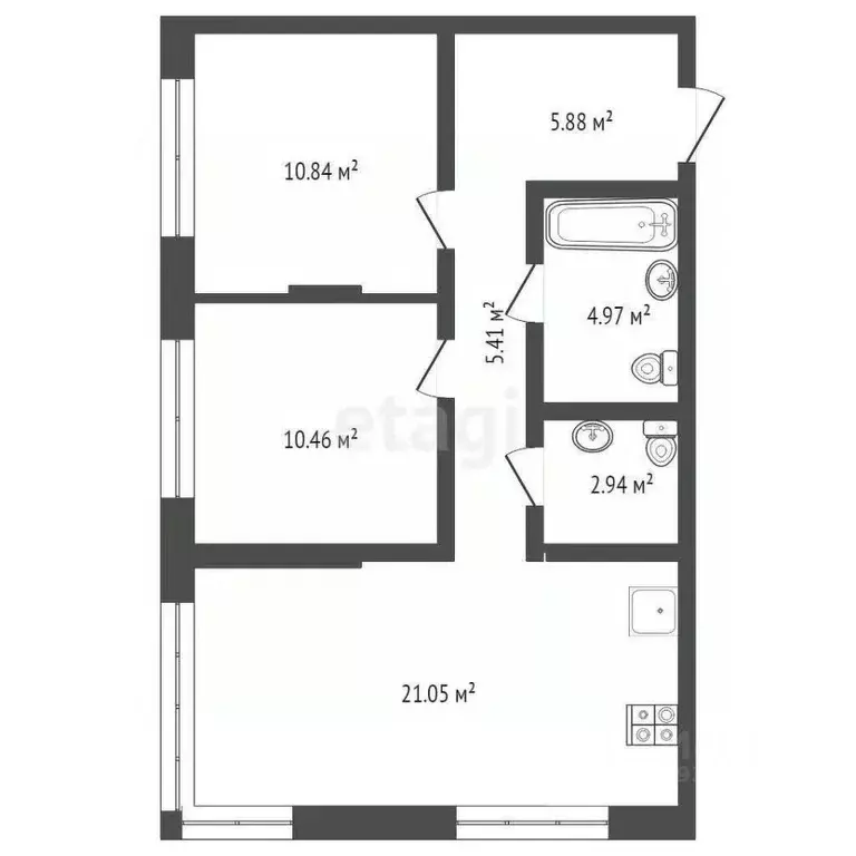 2-к кв. Тюменская область, Тюмень ул. Василия Подшибякина, 9 (59.8 м) - Фото 2