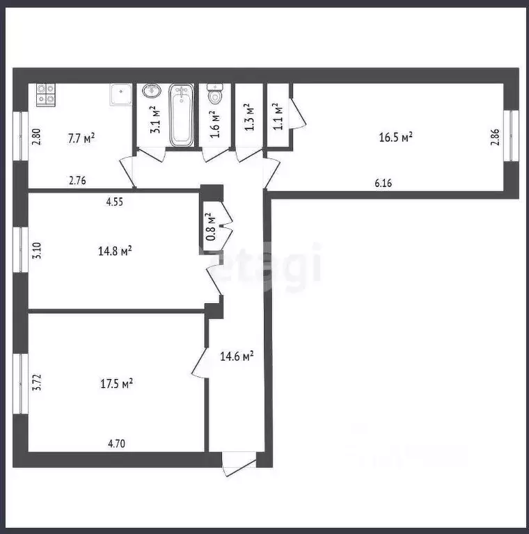 3-к кв. Белгородская область, Белгород просп. Богдана Хмельницкого, ... - Фото 2