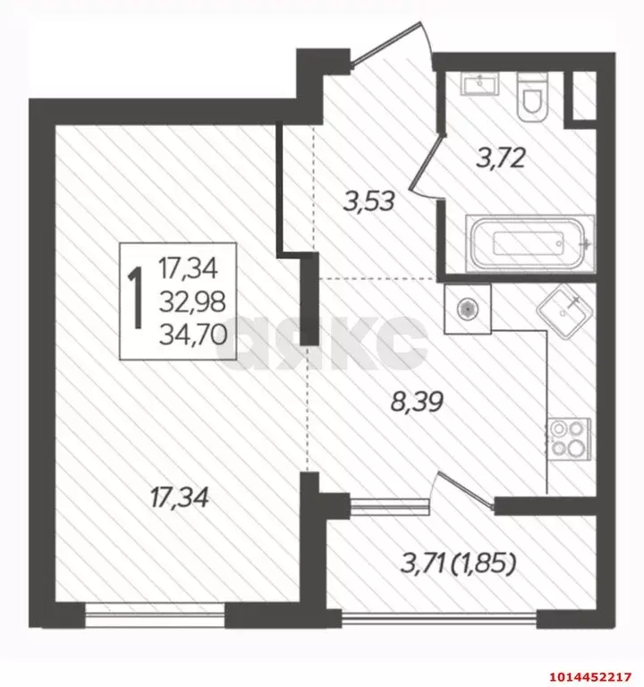 1-комнатная квартира: Краснодар, Питерская улица, 40 (36.7 м) - Фото 0