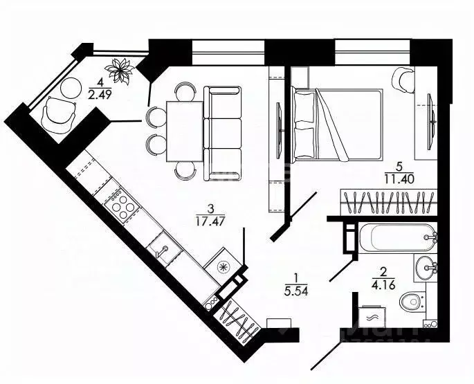 1-к кв. Липецкая область, Липецк Университетский мкр, Архитектор жилой ... - Фото 2