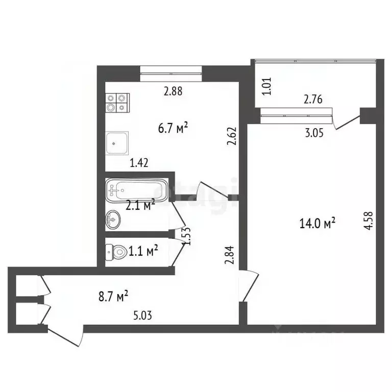 1-к кв. Калининградская область, Калининград Мариупольская ул., 11 ... - Фото 1