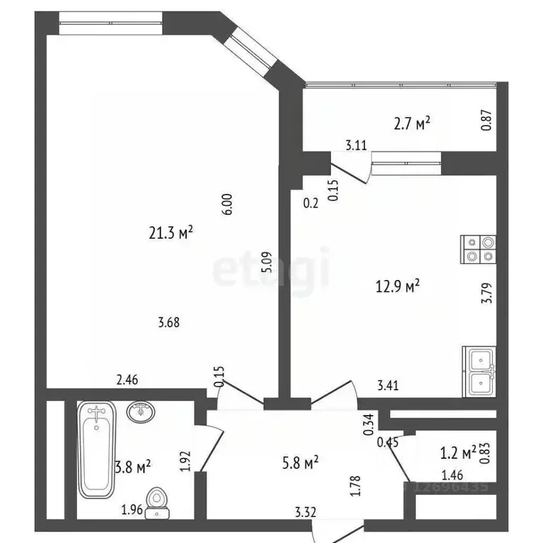 1-к кв. Московская область, Красногорск Павшинская ул., 2 (45.0 м) - Фото 1