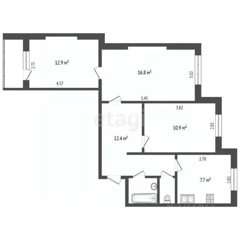 3-к кв. Ямало-Ненецкий АО, Новый Уренгой Мирный мкр, 1/5 (65.4 м) - Фото 1
