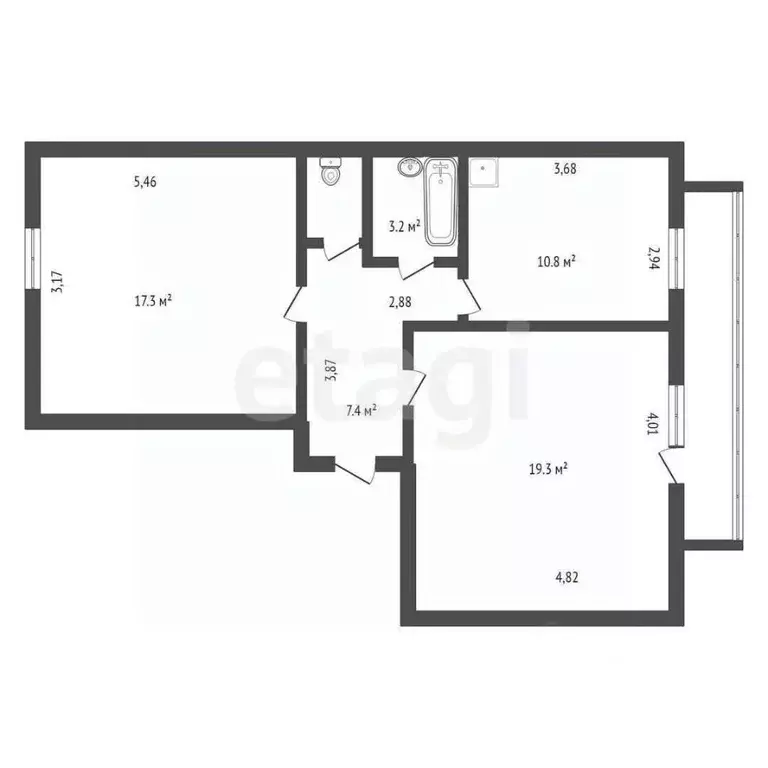 2-к кв. Амурская область, Благовещенск 2-й мкр, ул. Кантемирова, 6/4 ... - Фото 1