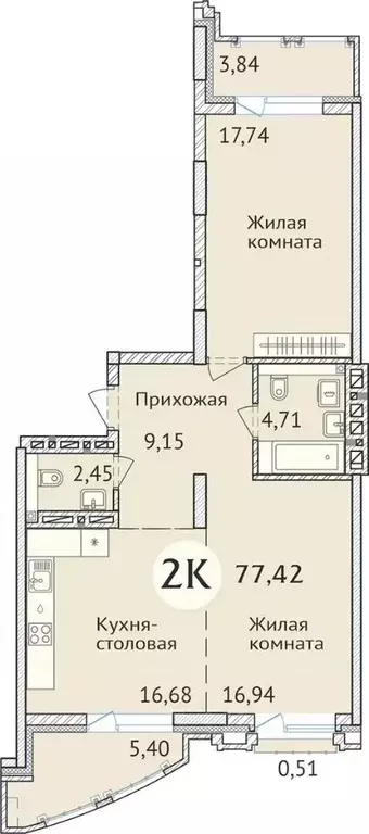 2-к кв. Новосибирская область, Новосибирск ул. Дуси Ковальчук, 248/1 ... - Фото 0