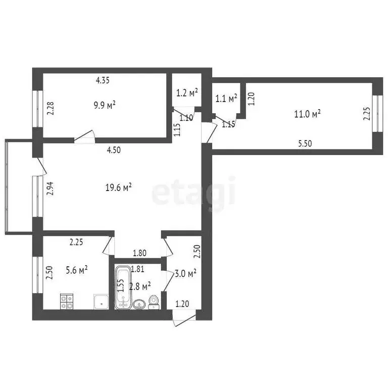 3-комнатная квартира: Прохладный, улица Свободы, 246/3 (54.2 м) - Фото 1