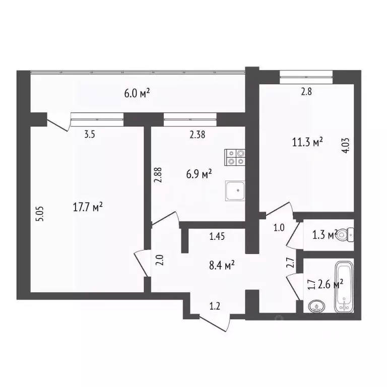 2-к кв. Мордовия, Саранск Республиканская ул., 22А (48.2 м) - Фото 2