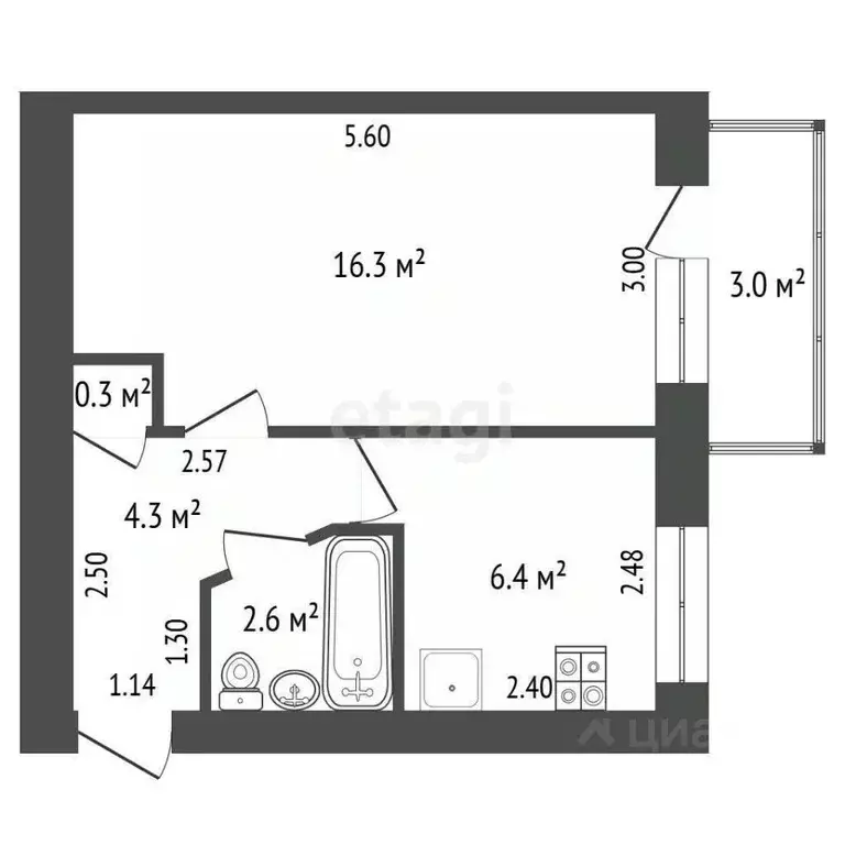 1-к кв. Крым, Евпатория ул. Конституции, 5 (29.9 м) - Фото 1