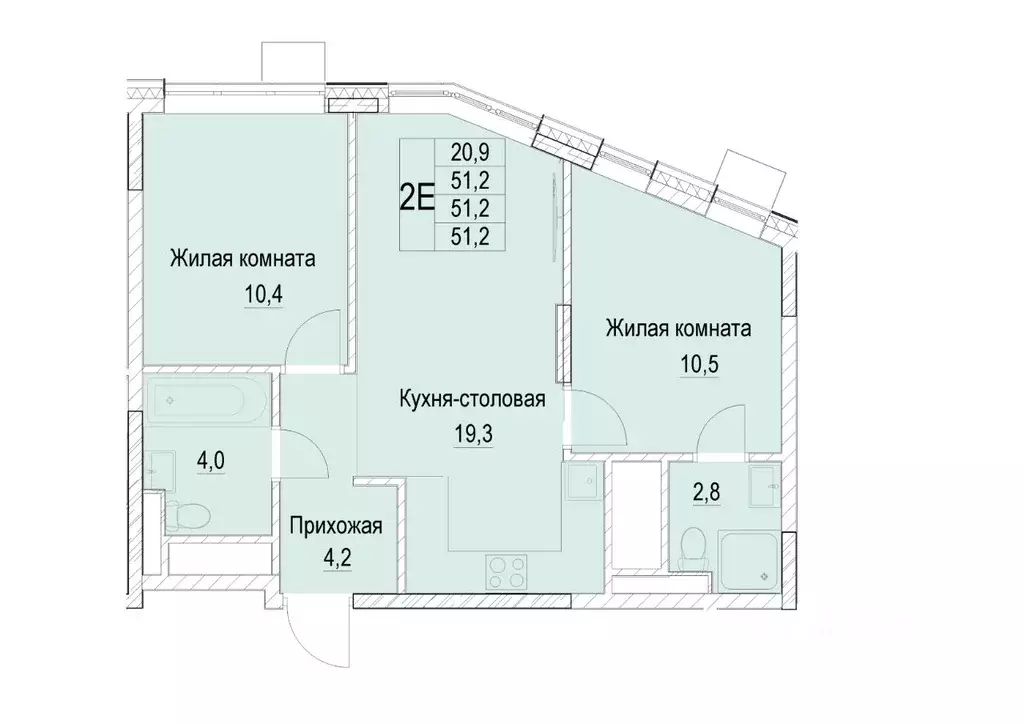 2-к кв. Московская область, Мытищи ул. Академика Каргина, 26А (51.2 м) - Фото 0