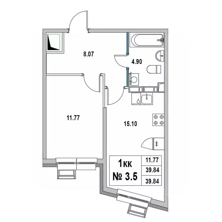 1-к кв. Ленинградская область, Выборг ул. 2-я Южная, 4 (39.84 м) - Фото 0