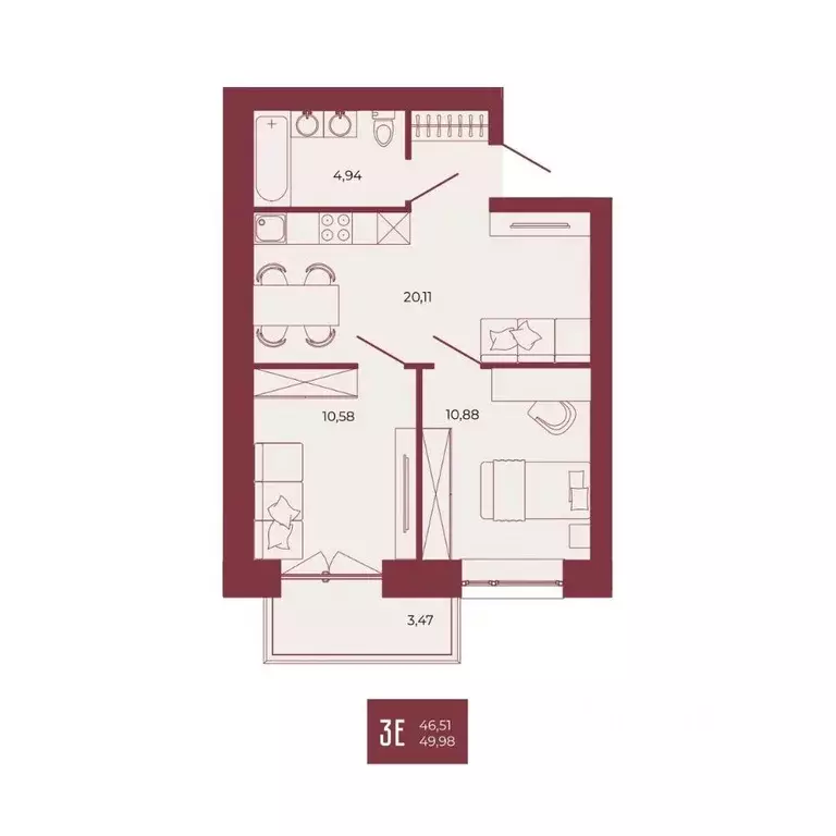 3-к кв. Пензенская область, Пенза ул. Тепличная, 55 (49.98 м) - Фото 1