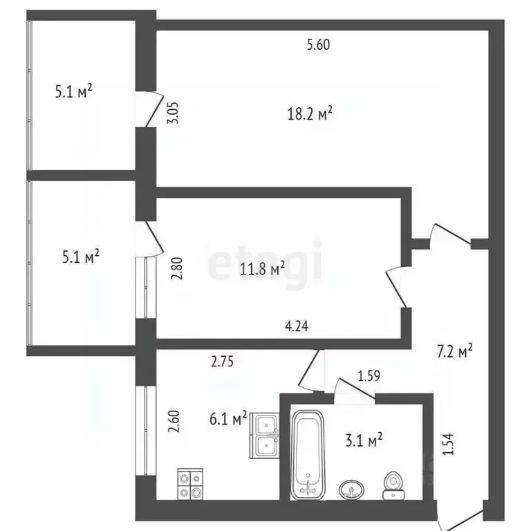 2-к кв. Крым, Ялта ул. Горького, 30 (56.6 м) - Фото 1