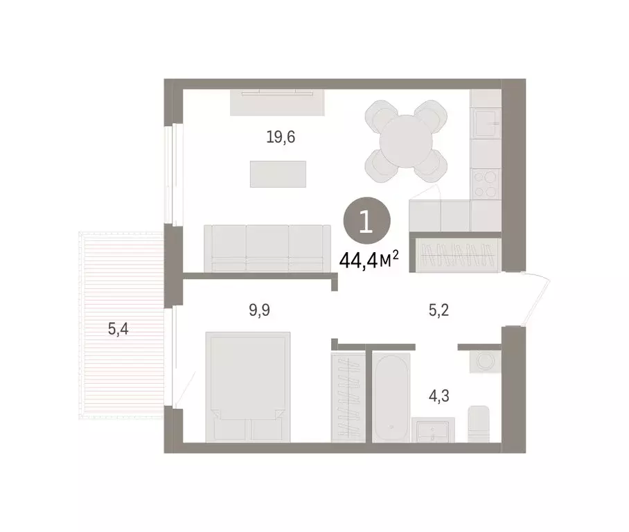 1-комнатная квартира: Новосибирский район, рабочий посёлок Краснообск, ... - Фото 2